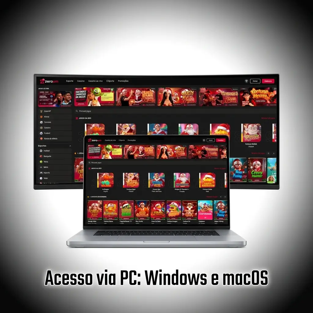 Acesso à Zeroumbet via navegador no PC com Windows e macOS sem necessidade de download ou instalação